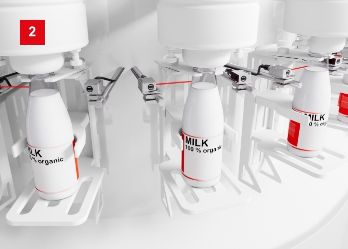 Lichtschranke LS55H2O zur Füllstandsueberwachung in Füllanlage für Milch
